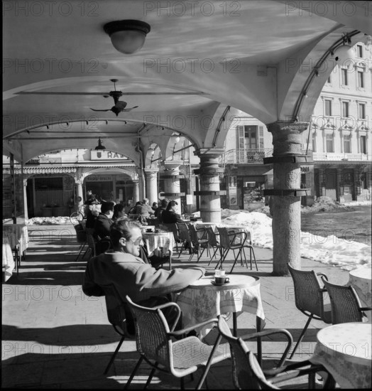 People in Street Café, Lugano in Winter 1947.