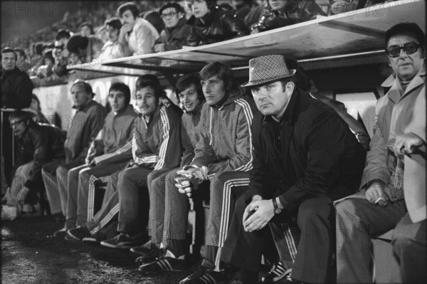 International match Switzerland - Belgium 1974: Coach Rene Hüssy.
