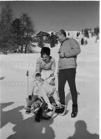 The Shah of Persia and his family in St. Moritz, 1967.