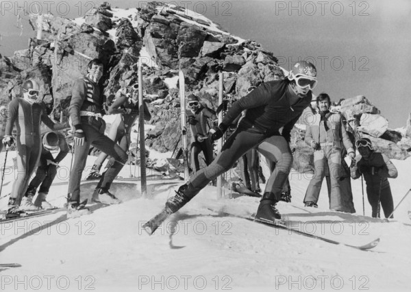 Roland Collombin training on the Corvatsch, 1973.