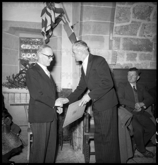 Rodolphe Rubattel, appointed as honorary citizen of Villarzel VD; 1954.