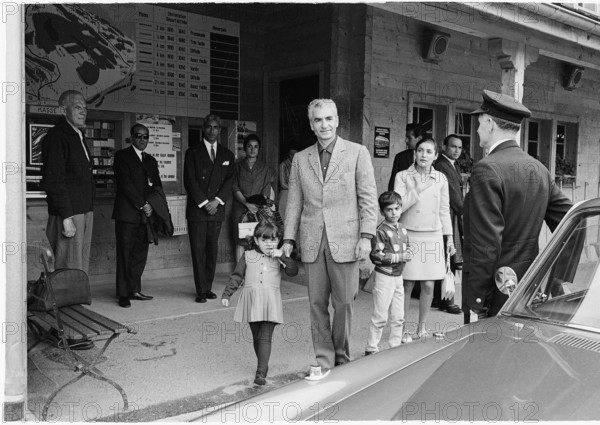 Reza Pahlavi with his children in Gstaad, 1966.