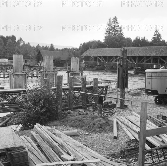 N6, Hunziken bridge under construction; 1969.