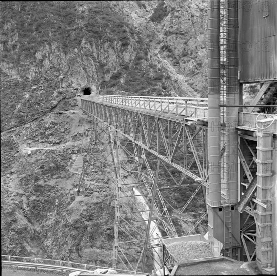 Temporary bridge over Spöl gorge; 1965.
