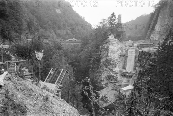 Taubenlochschlucht bridge under construction; 1969.