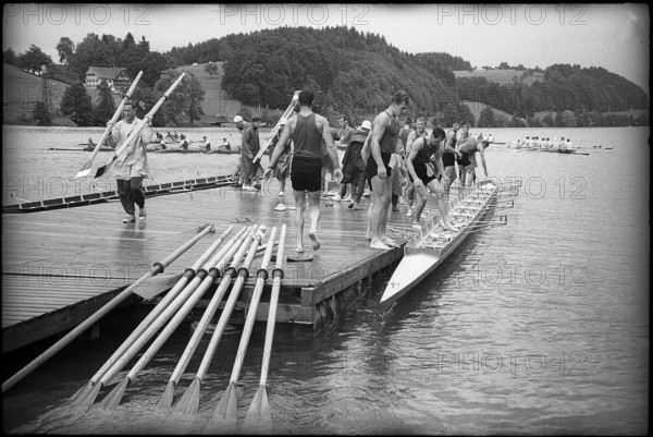 World Championship on the Rotsee 1962: Launching of the boat.