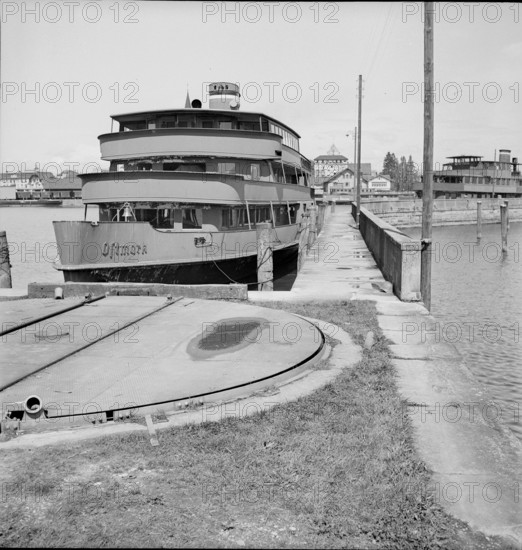 Romanshorn seaport, German ships leaving; 1945.