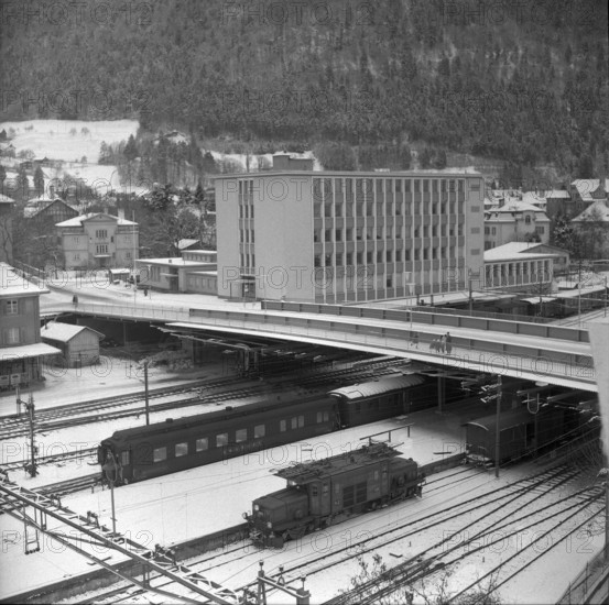 Railway station, Tivoli bridge; Chur; 1959.