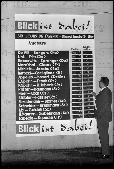 The, Zurich, Six, Days, 1966:, Standings, display., (Photo, by:, RDB/Dukas/Universal, Images, Group, via, Getty, Images)