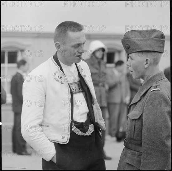 Ausserrhoden voter's meeting, men talking 1959.