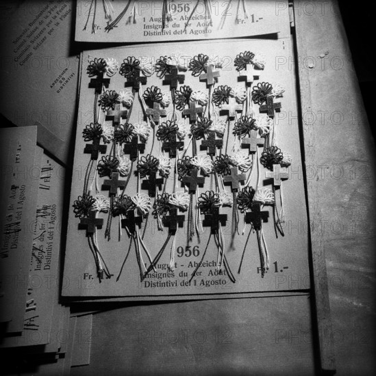 Badges for the Swiss National Holiday, 1956.