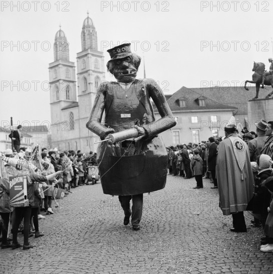 Carnival parade in Zurich, 1960.