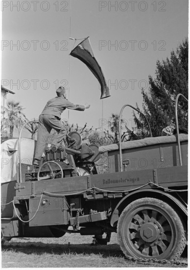 WW 2: marking the border with captive balloon near Chiasso, 1945.