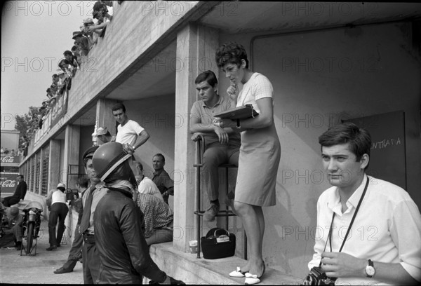 Luigi Taveri and his wife,  Monza 1966.