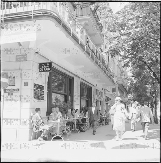 Street café at Bahnhofstrasse Zurich 1958.