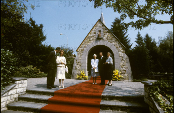 Belgian royal family leaving the Astrid chapel 1985.