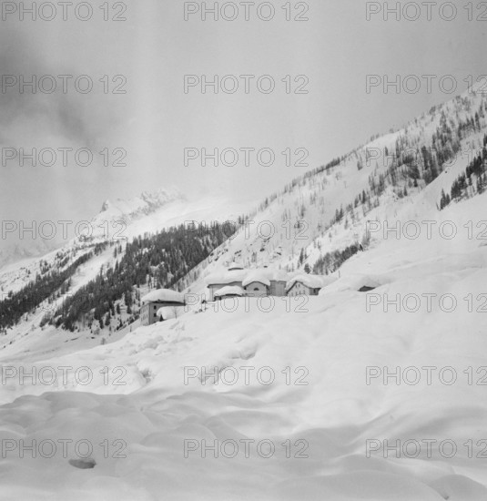 Village Villa in the Bedretto valley, snow covered; 1951.