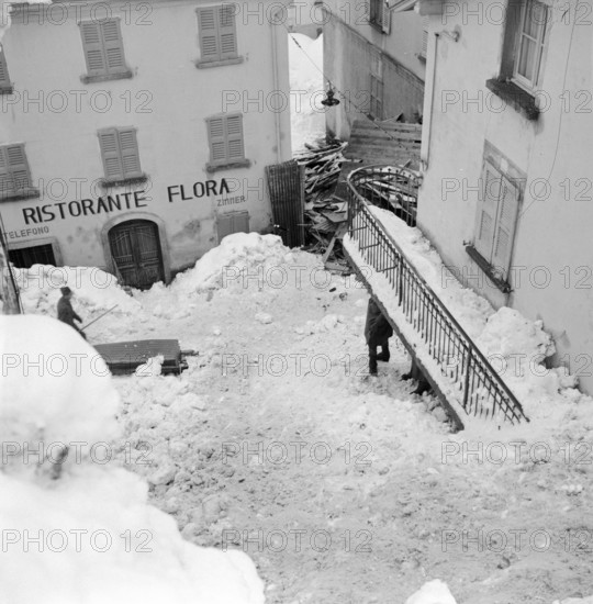 Airolo 1951, Airolo 1951, snow covered square.