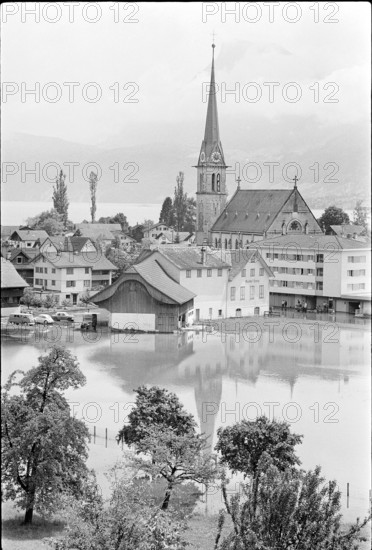 High water in Ennetbürgen after landslide 1970.