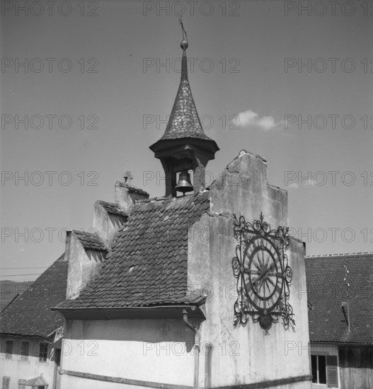 Tour de l'Horloge tower in Courrendlin; 1943.