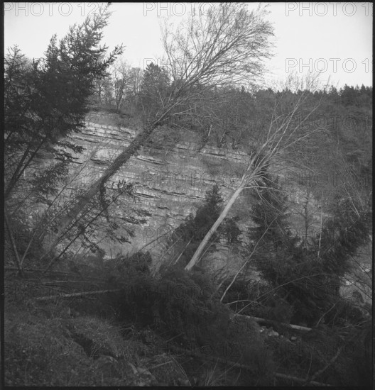 Land slide after heavy rains in La Cornallaz; 1950.