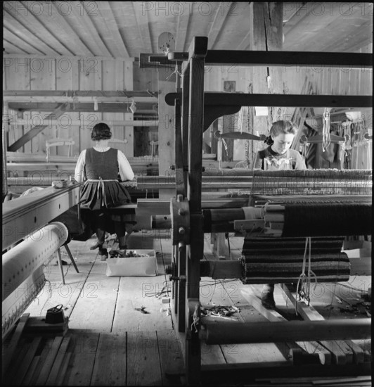 Women working in weaving mill in the Münstertal, 1946.