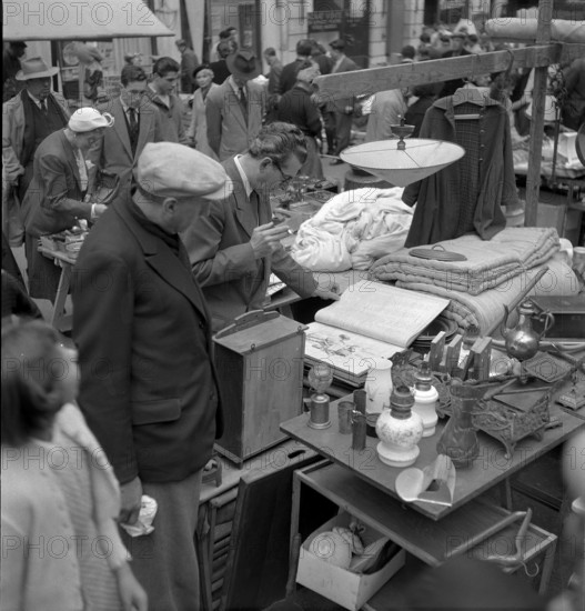 Flea market in Geneva; 1953.