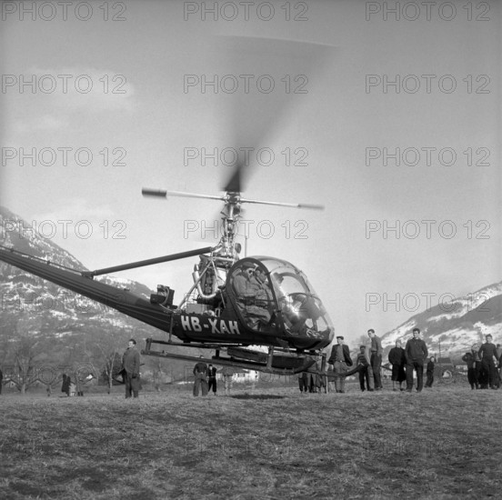 Helicopter connection between Brig and Zermatt, 1955.