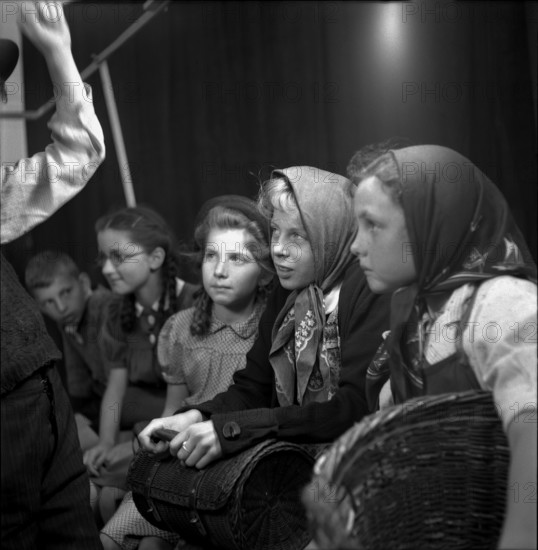 School theater in support of the Swiss donation, 1945.