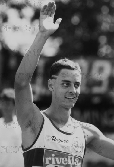 Swiss Championships 1988 Zug, finals 110m hurdles: Fabien Niederhaeuser.