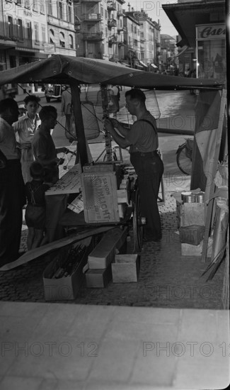 Scene from the Langstrasse in Zurich 1949.