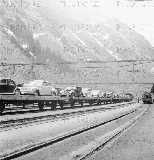 Car Loading through the Gotthard, 1948.