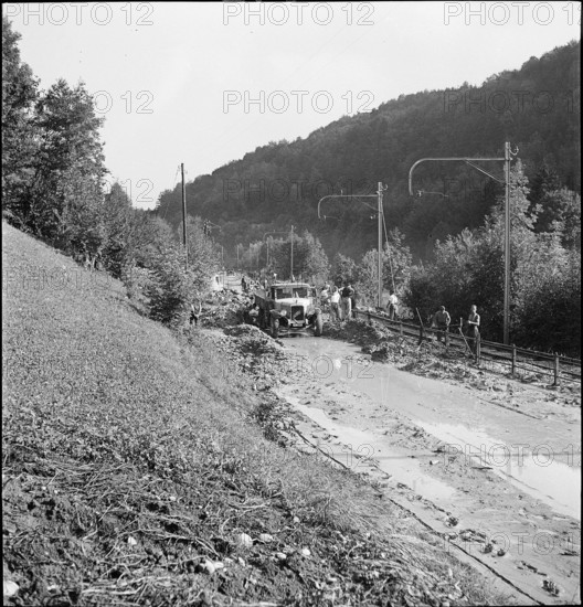 Flood in the Sihltal, 1942.