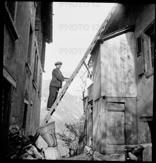 Farmer on Ladder, Eischoll, 1945.
