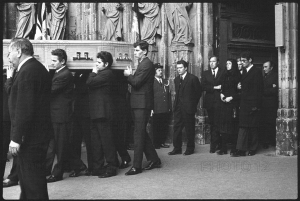 Jo Siffert's funeral, Fribourg 1971; widow Simone Siffert-Guhl.