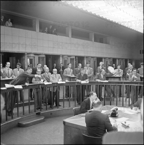 Brokers at the Zurich Stock Exchange, 1952.