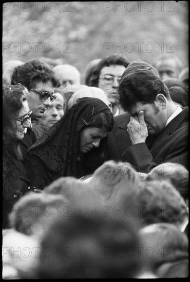 Jo Siffert's funeral, Fribourg 1971; widow Simone Siffert-Guhl.