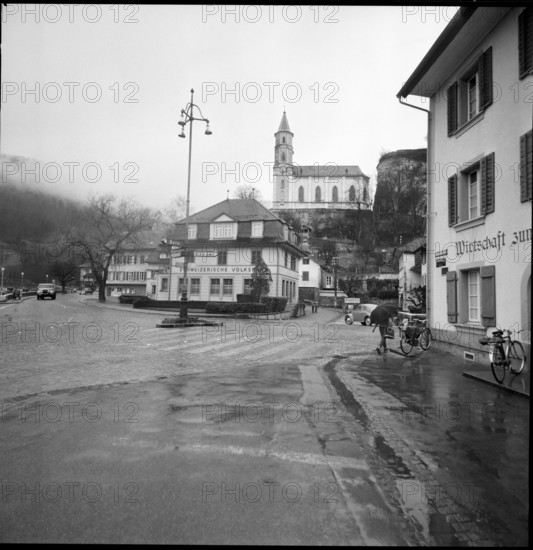 Vilage center with church Aarburg 1960.