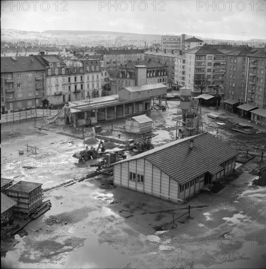 Bienne, building site of the congress hall; 1961.