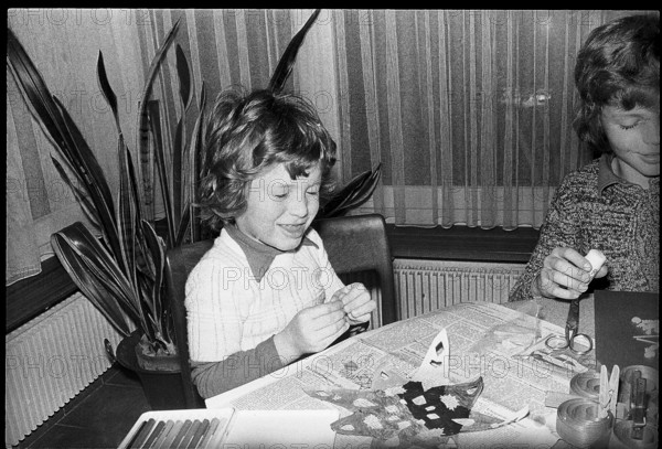 Boys doing handicraft work, 1972.