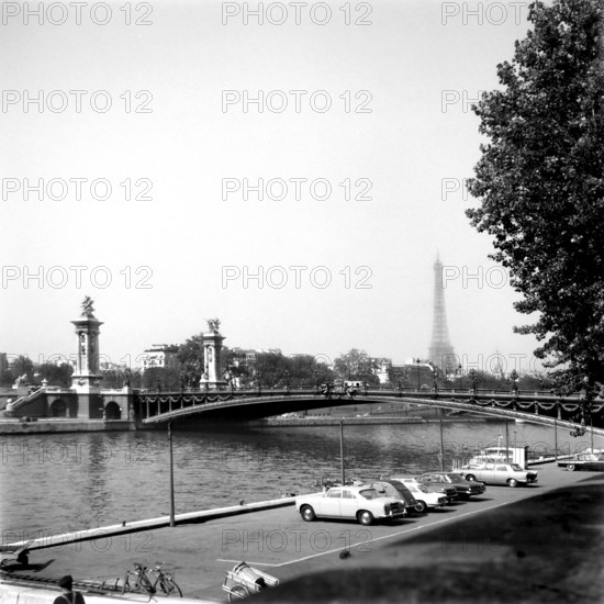 1967, Paris, Senna River and Alexander III Bridge.