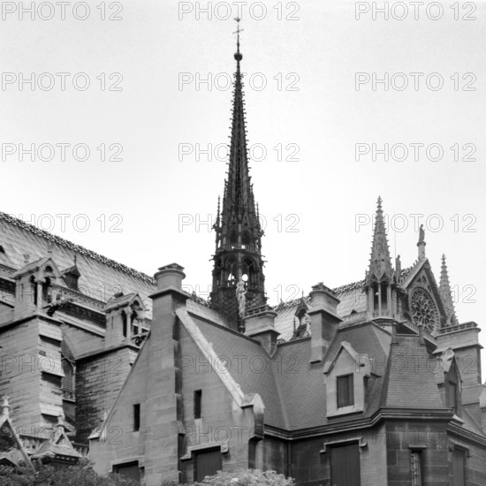 1967, Paris, Notre Dame Cathedral, Spire.
