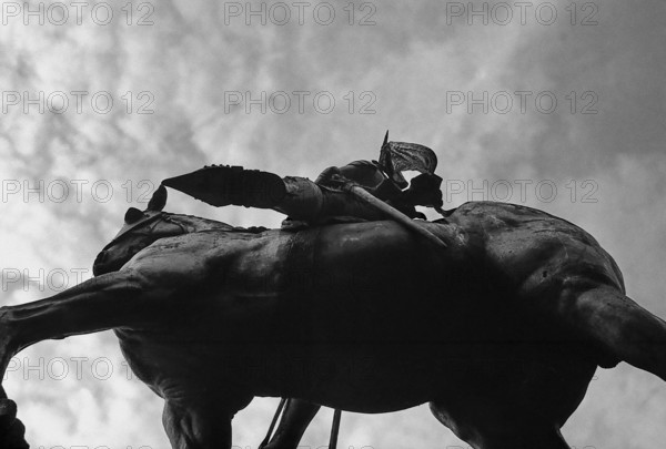 1975, Paris,  Place Pyramide, monument to Joan of Arc.