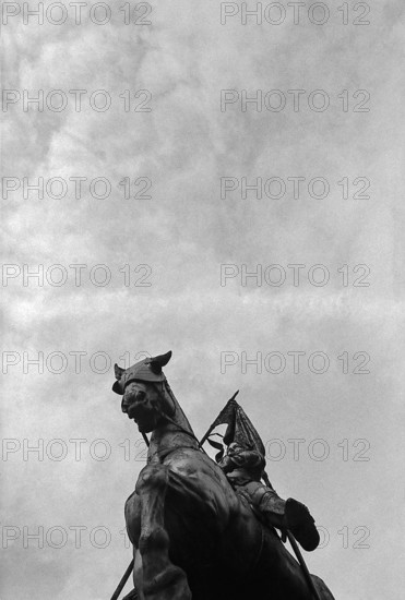 1975, Paris,  Place Pyramide, monument to Joan of Arc.
