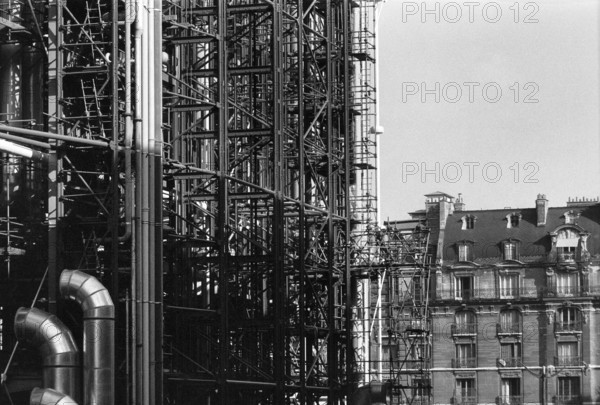 1976, Paris, Rive droite, Centre Pompidou, Beaubourg.