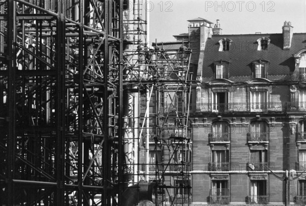 1976, Paris, Rive droite, Centre Pompidou, Beaubourg.