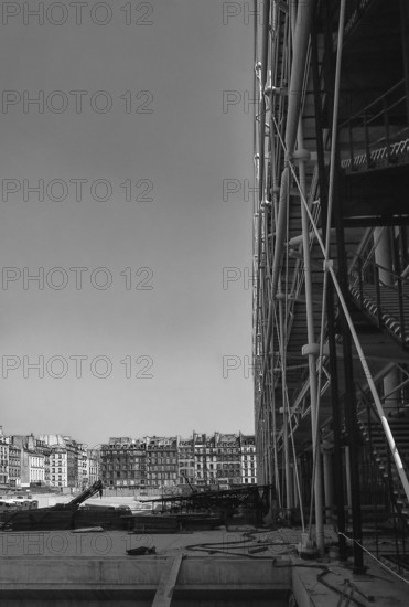 1976, Paris, Rive droite, Centre Pompidou, Beaubourg.
