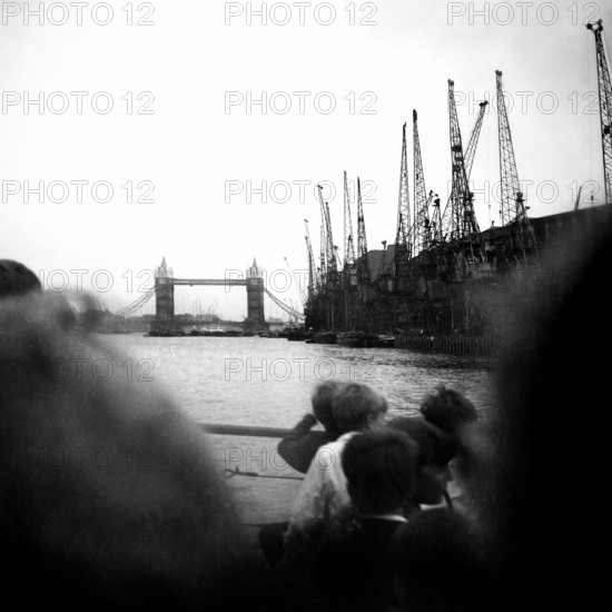 1967, London, River Thames, Tower Bridge.