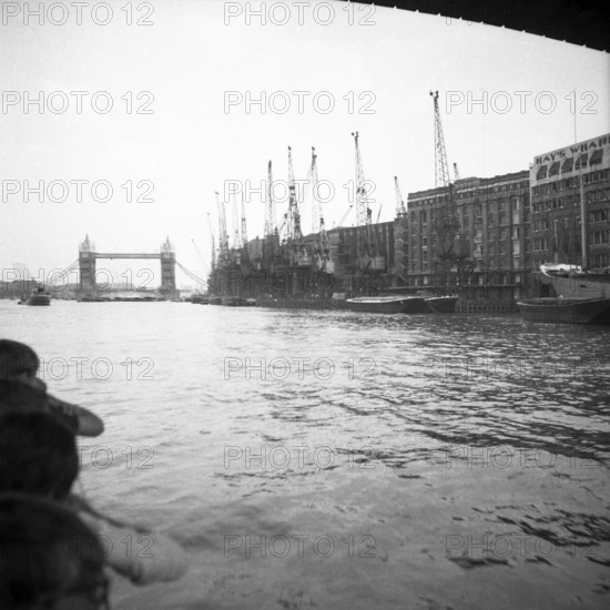 1967, London, River Thames, Thames cruise, docklands.