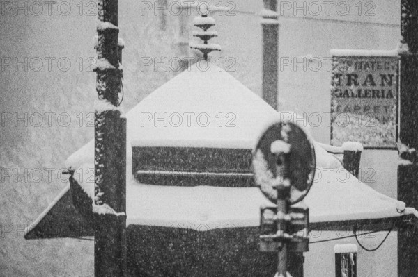 1975, Milan, Navigli winter with snow.